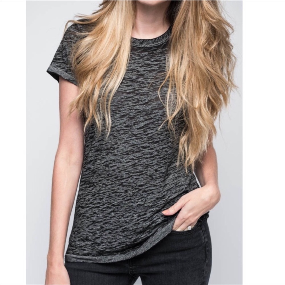 Rag & Bone Dark Heather Gray Burnout Tee Small